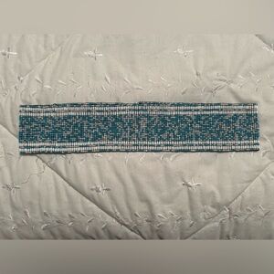 Anthropologie Cocobelle Beaded Stretch Elastic Belt in Teal & White